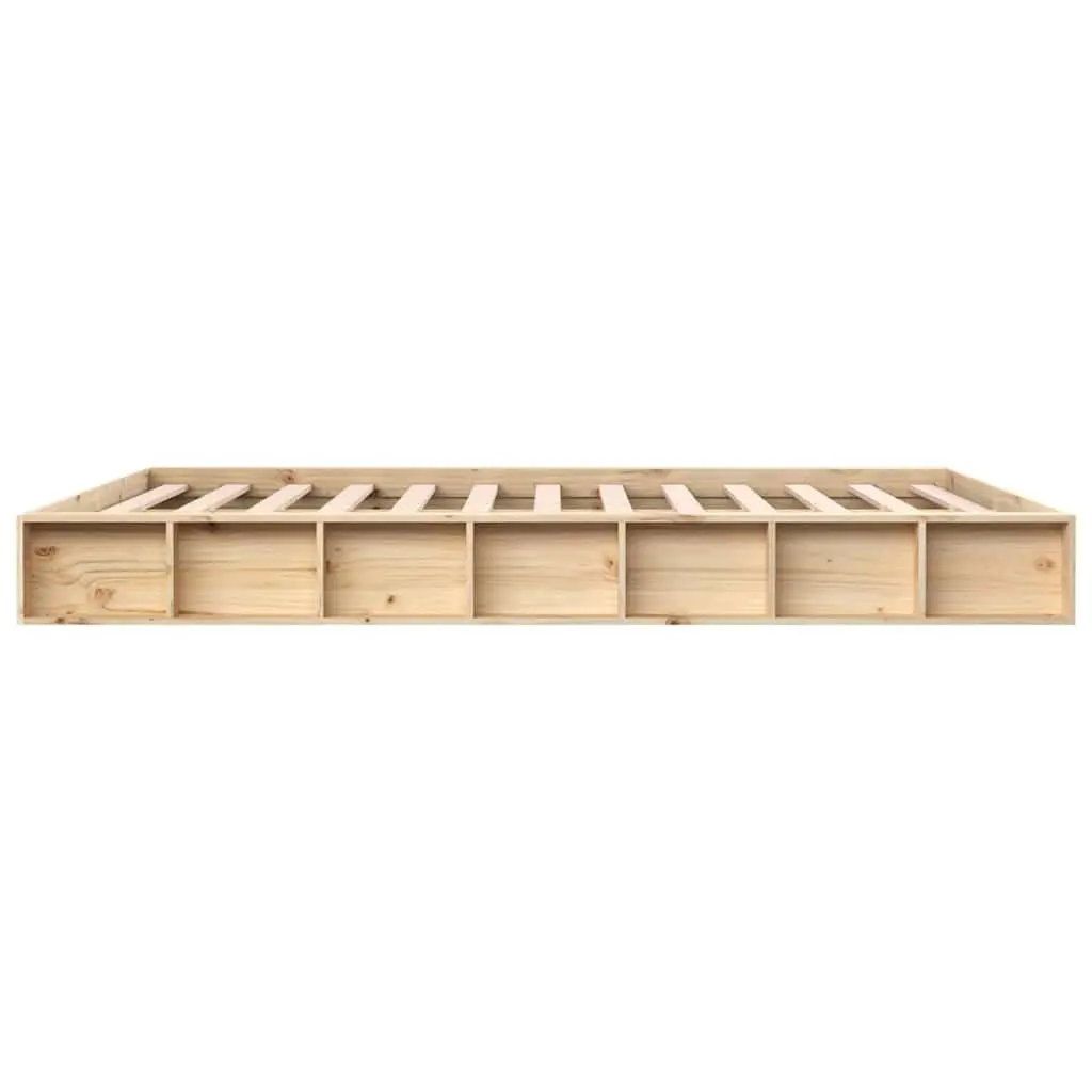 King Bed Frame 183x203cm Solid Pine Wood Slatted Base Brown