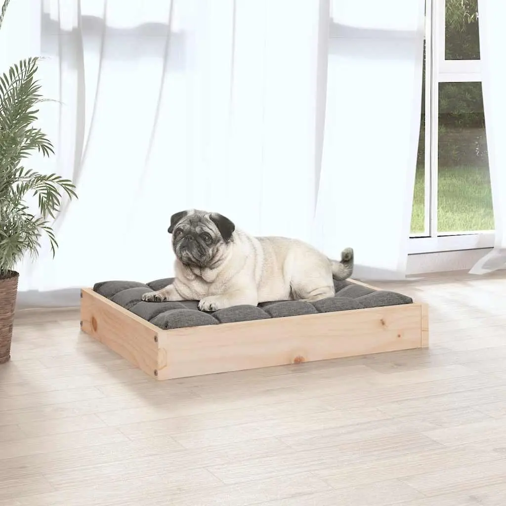 Dog Bed Rectangular 61.5x49x9 cm Solid Wood Pine Sturdy Frame
