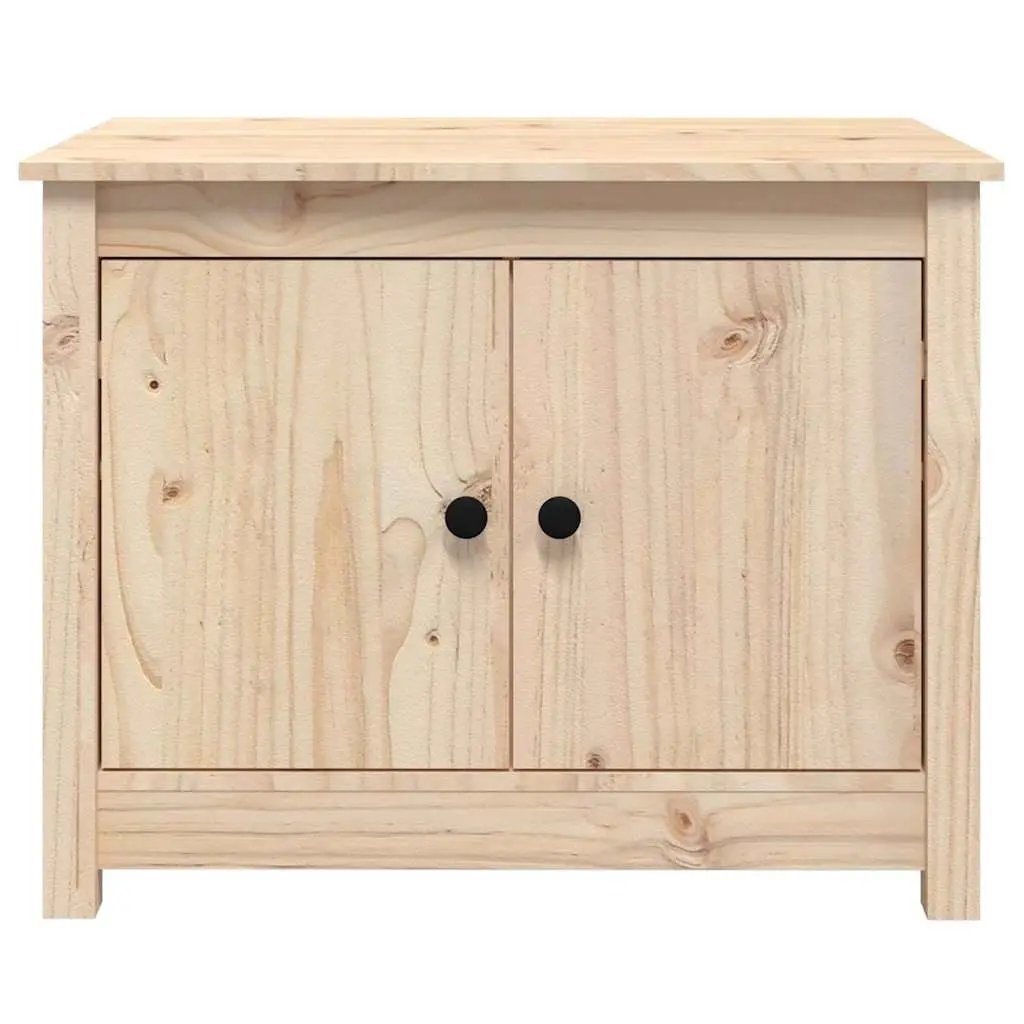 Coffee Table 71x49x55cm Solid Pine Wood 4 Storage Compartments Brown