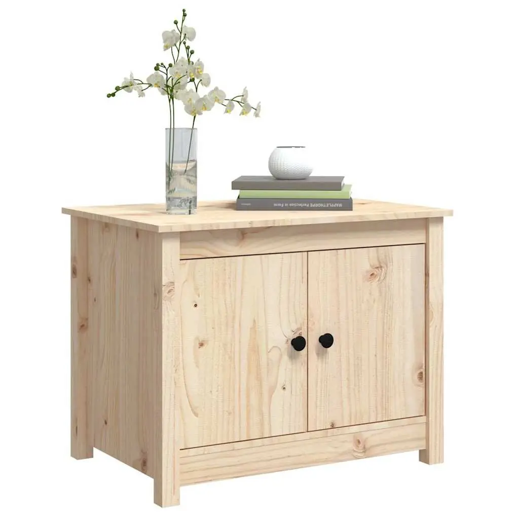 Coffee Table 71x49x55cm Solid Pine Wood 4 Storage Compartments Brown