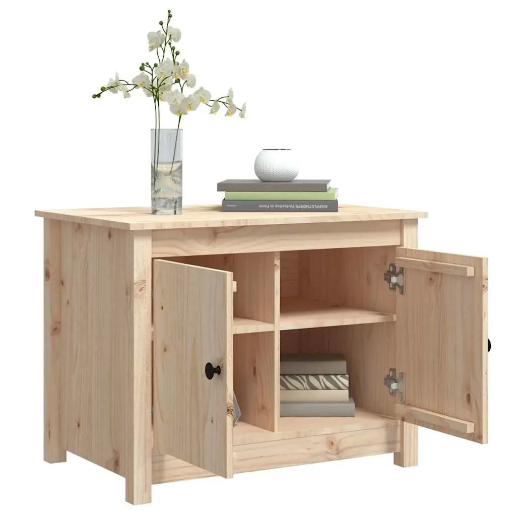 Coffee Table 71x49x55cm Solid Pine Wood 4 Storage Compartments Brown