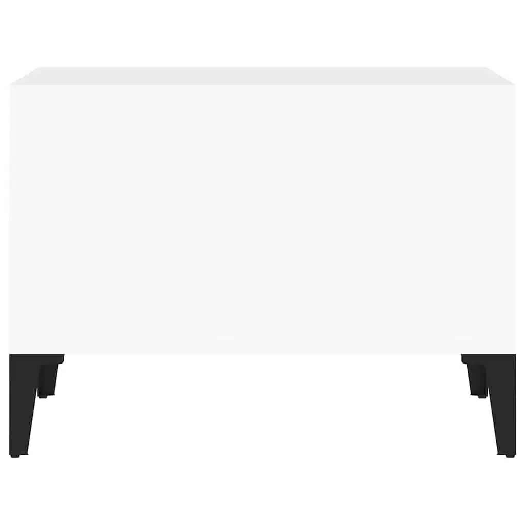 Coffee Table High Gloss White 60x50x36.5 cm Open Storage Compartments Side Table