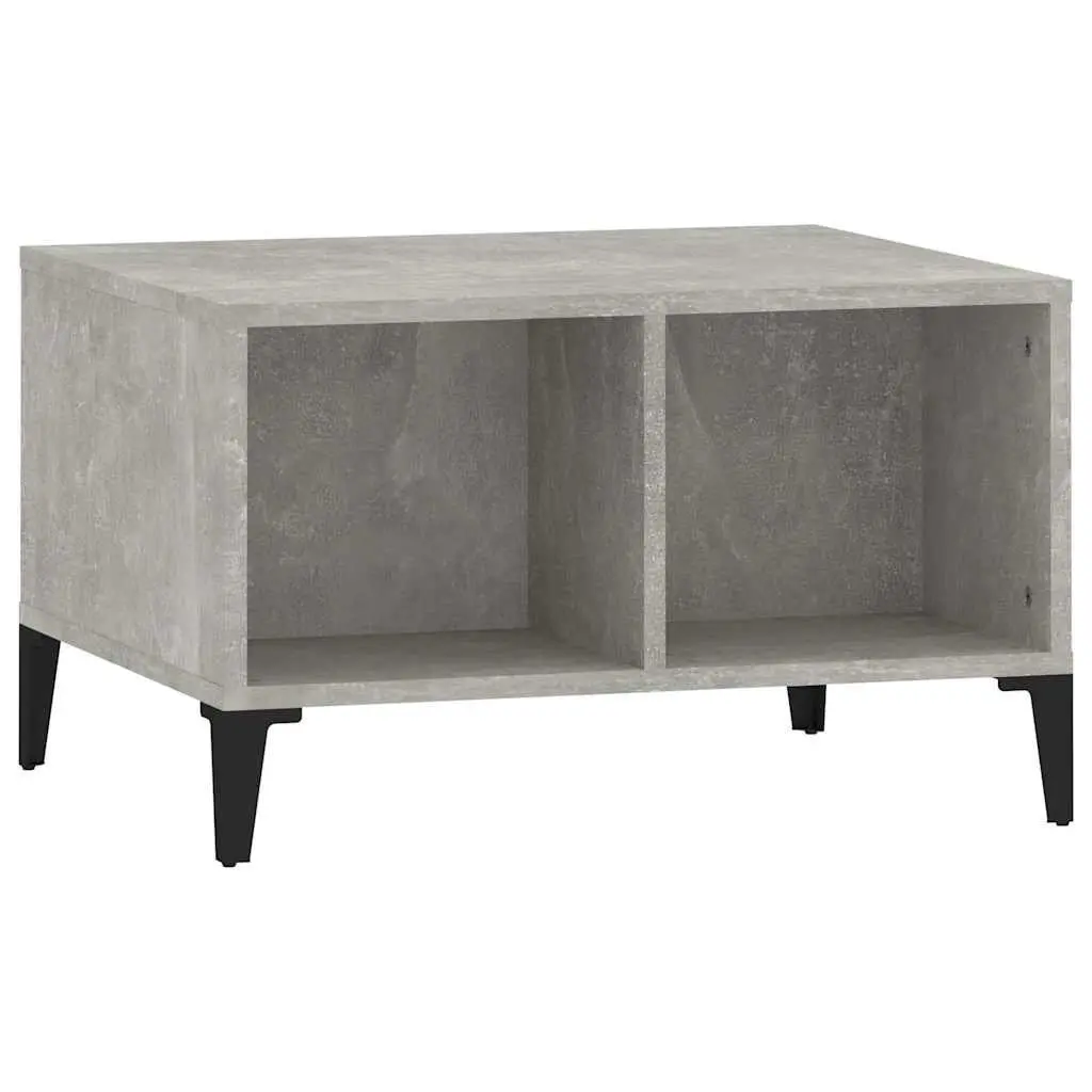 Industrial Style Coffee Table Grey Engineered Wood Open Storage Compartments Metal Feet 60x50x36.5 cm