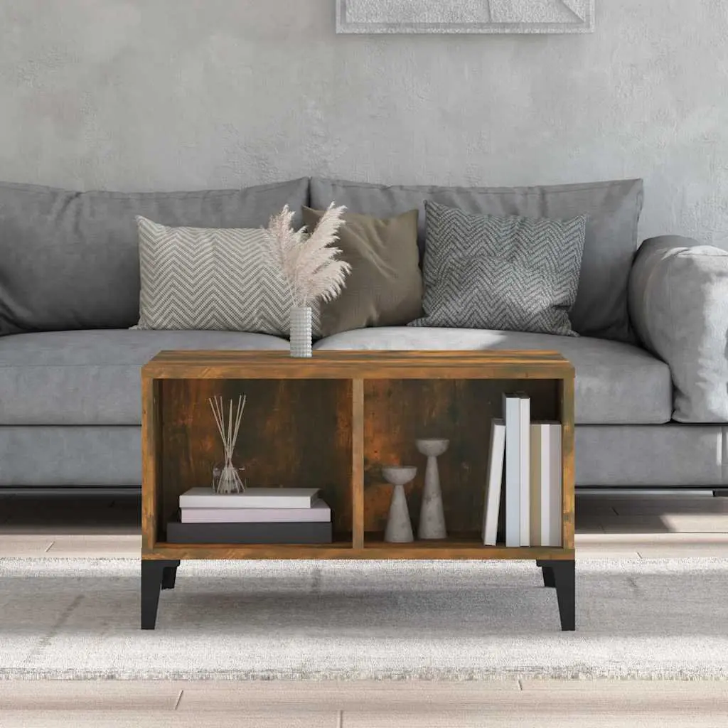 Coffee Table 60x50x36.5cm Industrial Style with Storage Compartments Brown