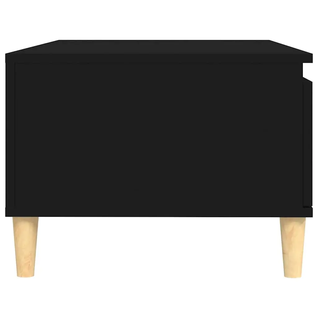 Coffee Table Black Scandinavian Style with Storage Drawer and Open Compartment