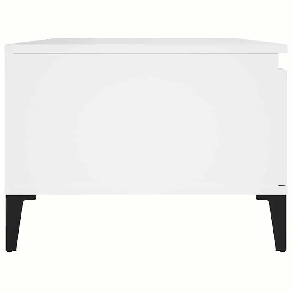 Coffee Table White Engineered Wood Storage Drawer Open Compartment