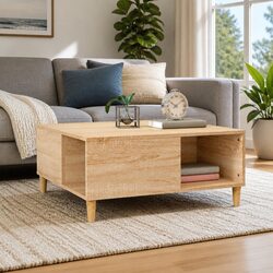 Minimalist Brown Coffee Table with Convenient Storage