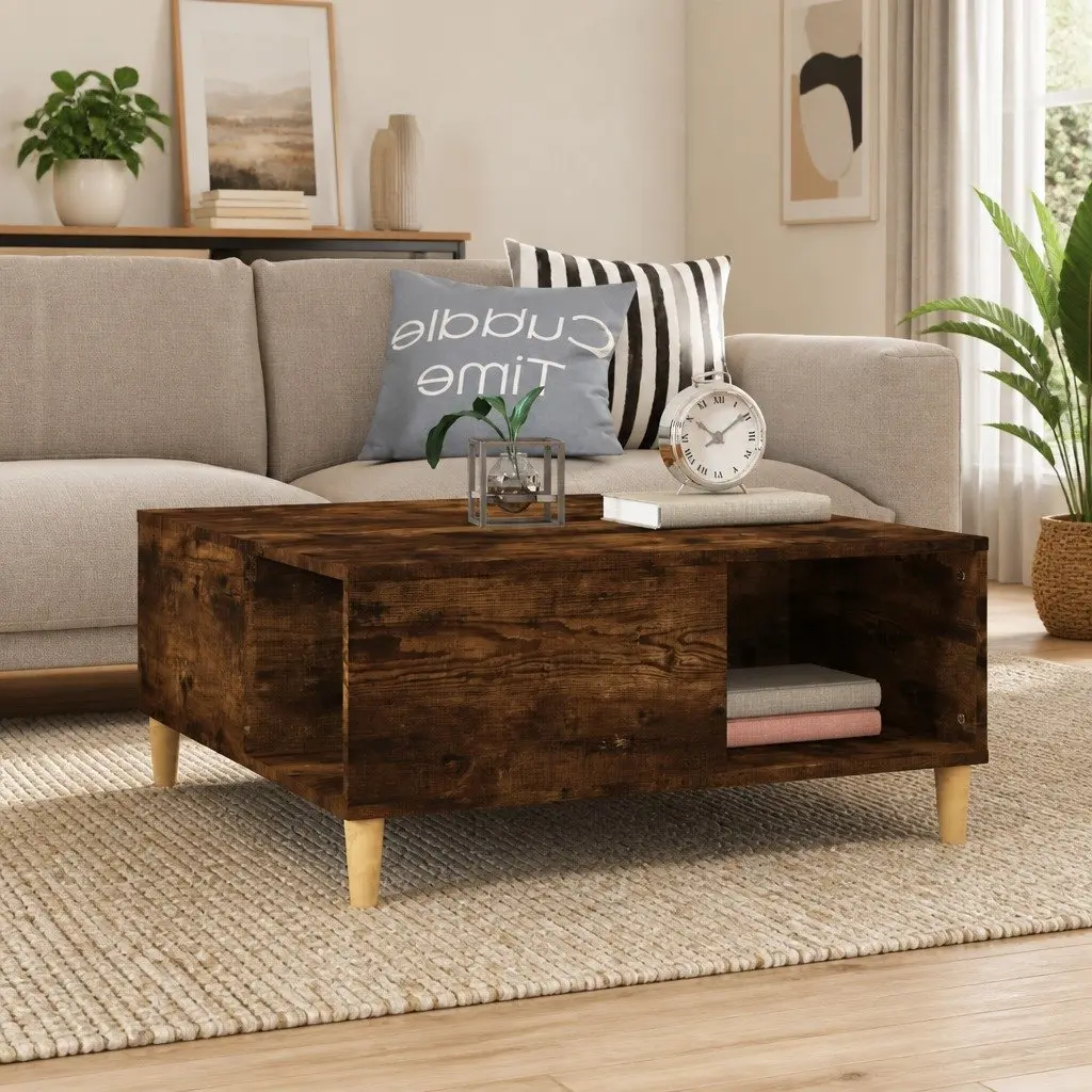 Coffee Table 80x80x36.5cm Brown Engineered Wood with Storage Compartments