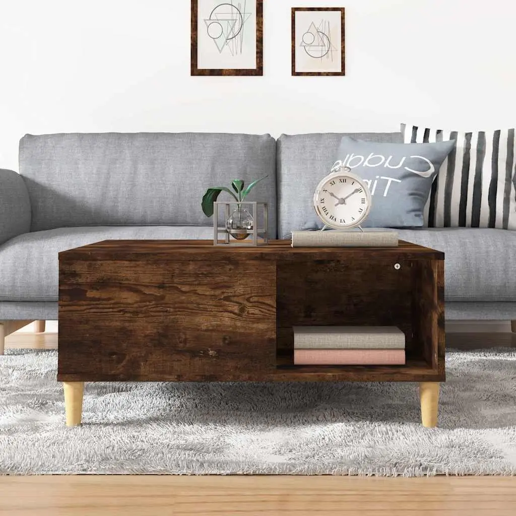 Coffee Table 80x80x36.5cm Brown Engineered Wood with Storage Compartments