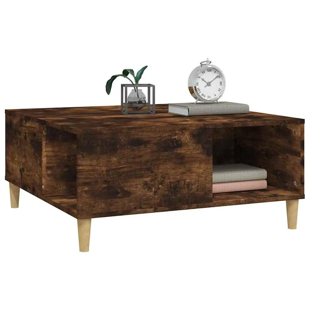 Coffee Table 80x80x36.5cm Brown Engineered Wood with Storage Compartments