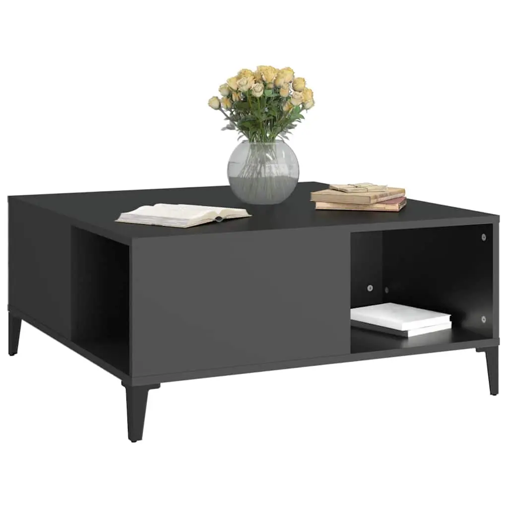 Black Coffee Table with Storage Compartments Modern Living Room Accent Furniture