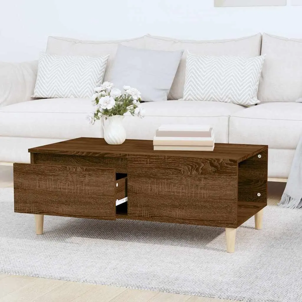 Coffee Table 90x50x36.5 cm Brown Oak Engineered Wood with Drawer Storage