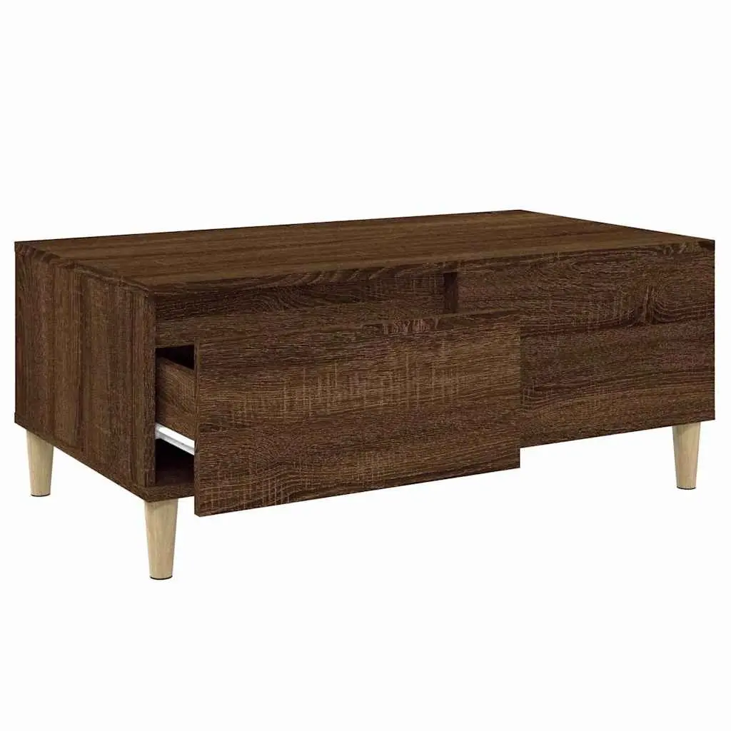 Coffee Table 90x50x36.5 cm Brown Oak Engineered Wood with Drawer Storage