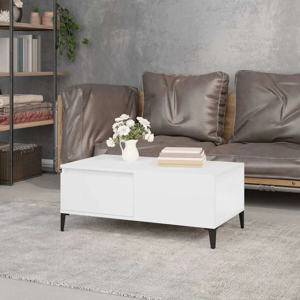 Coffee Table 90x50cm White Storage Drawer Modern Living Room Accent Furniture