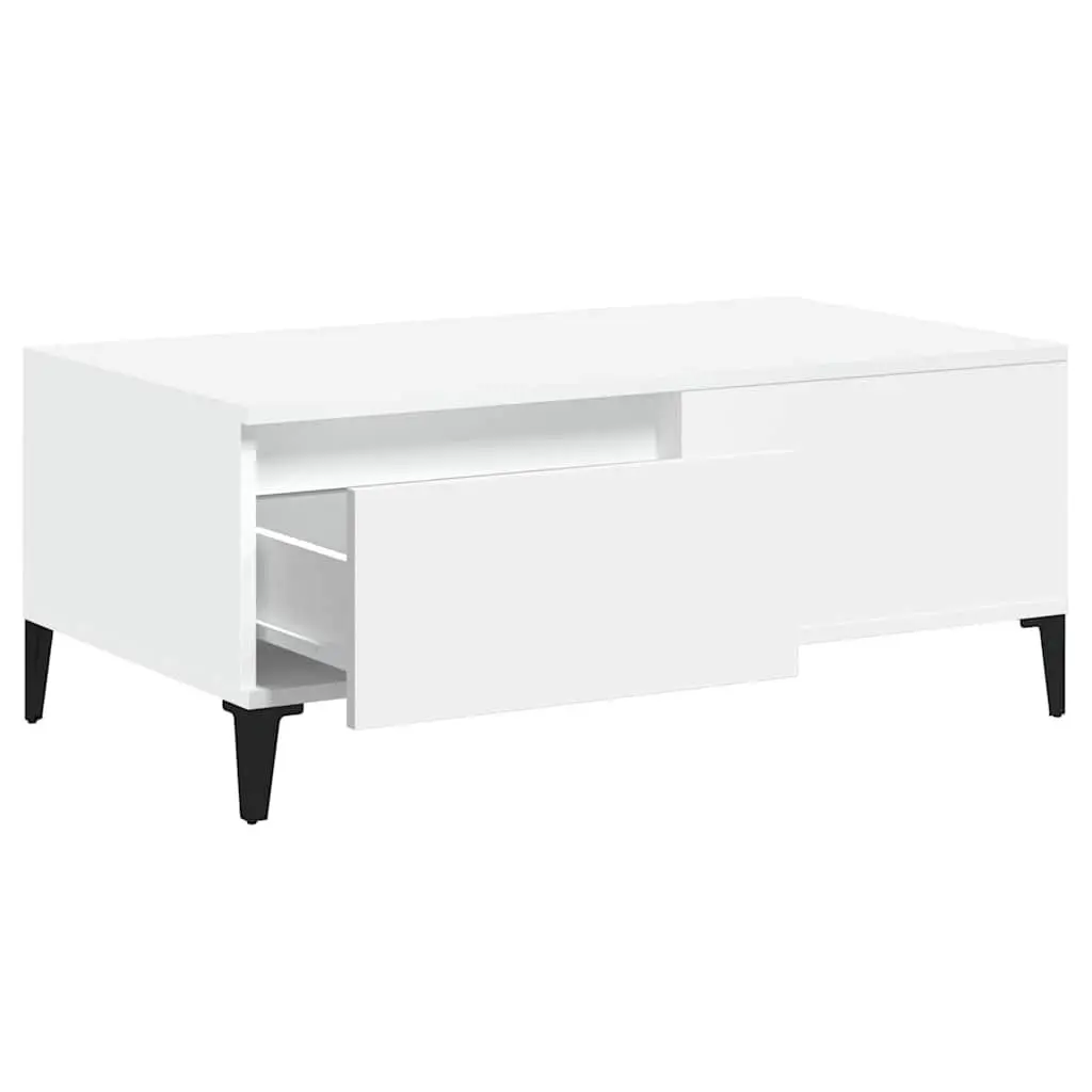 Coffee Table 90x50cm White Storage Drawer Modern Living Room Accent Furniture