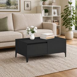 Elevate Your Living Room with a Black Coffee Table 90x50x36.5 cm