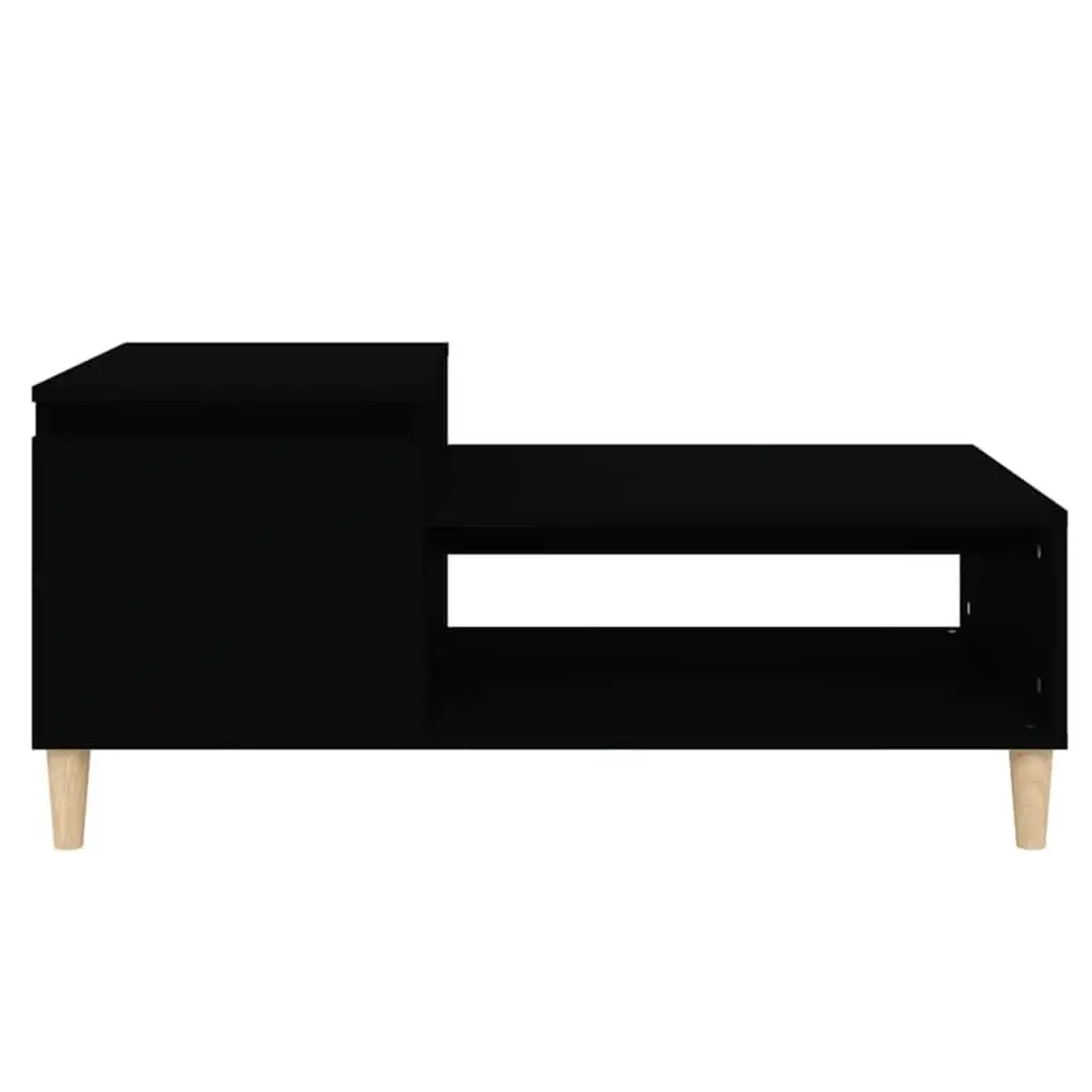 Coffee Table Black Storage Compartment Shelf Engineered Wood Construction
