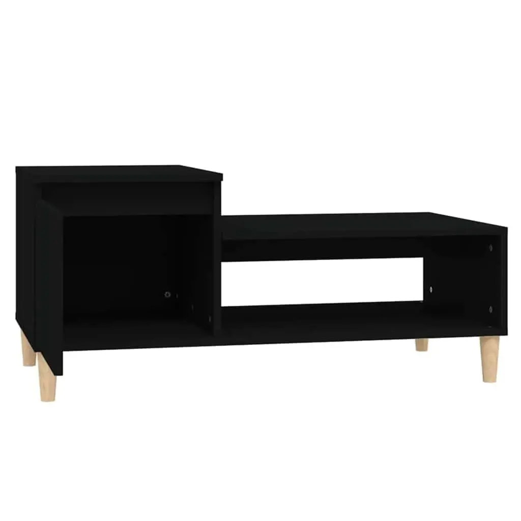 Coffee Table Black Storage Compartment Shelf Engineered Wood Construction