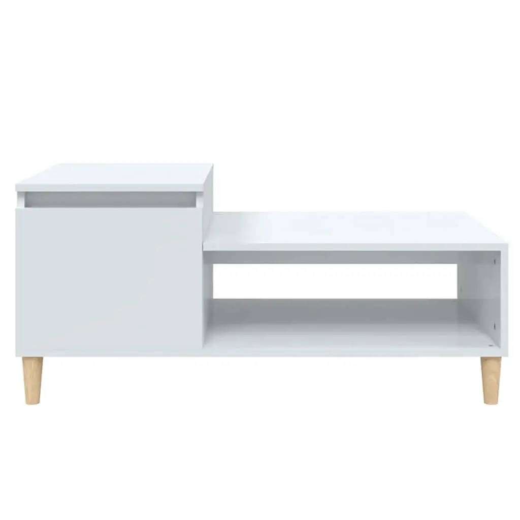 Coffee Table High Gloss White Storage Compartment Living Room Accent