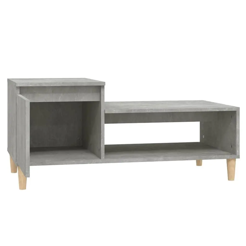 Grey Engineered Wood Coffee Table with Storage Compartment and Shelf for Living Room