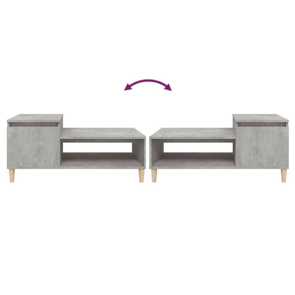 Grey Engineered Wood Coffee Table with Storage Compartment and Shelf for Living Room