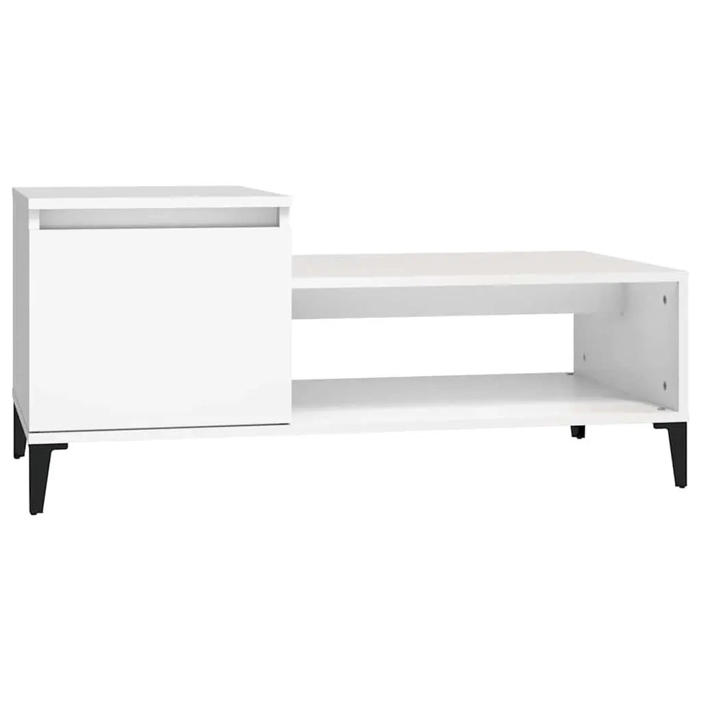 Coffee Table White Engineered Wood Accent Furniture with Storage