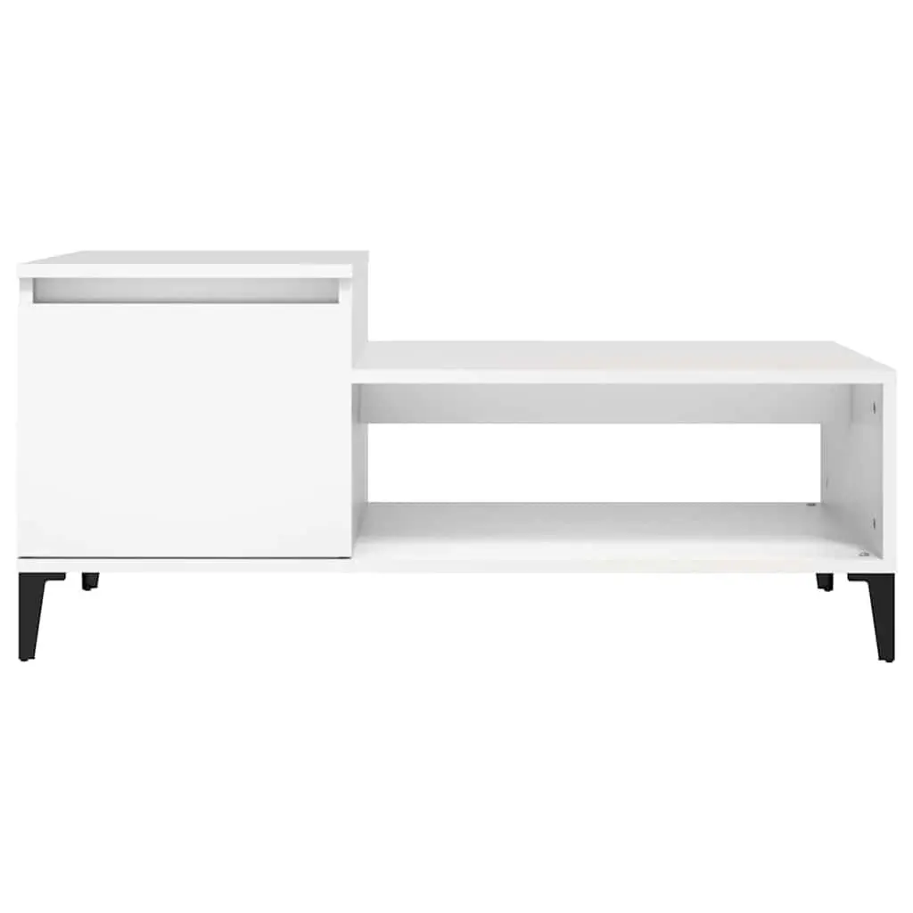 Coffee Table White Engineered Wood Accent Furniture with Storage