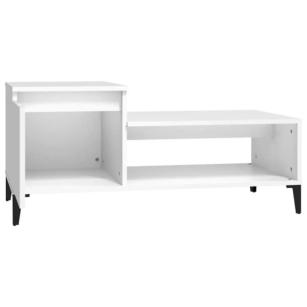 Coffee Table White Engineered Wood Accent Furniture with Storage