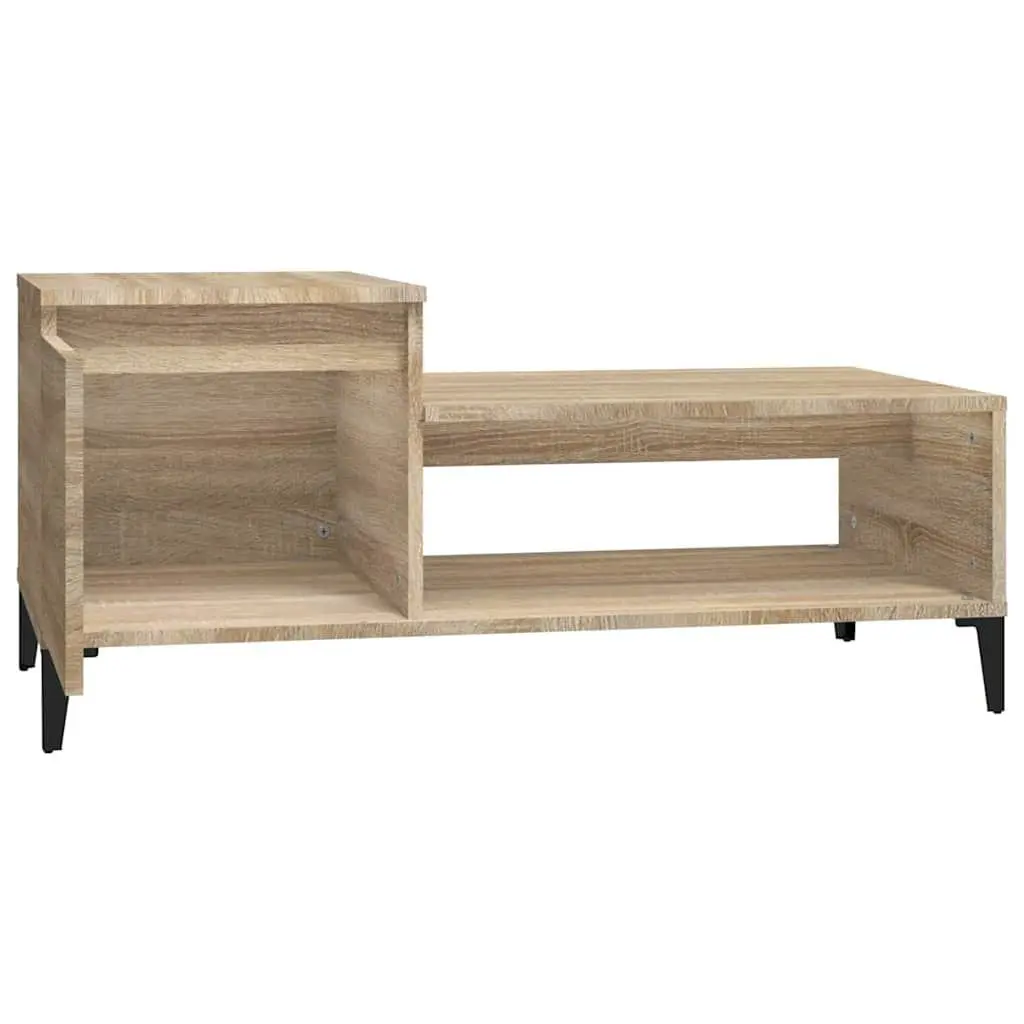 Coffee Table 100x50x45cm Brown Engineered Wood Storage Compartment Shelf
