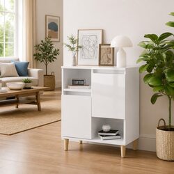 Versatile White High Gloss Sideboard for Your Home 60x35x70cm