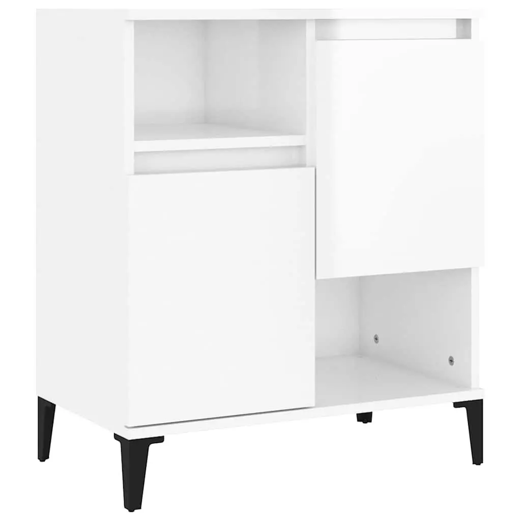 Sideboard 60x35x70 cm High Gloss White Storage Cabinet 4 Compartments