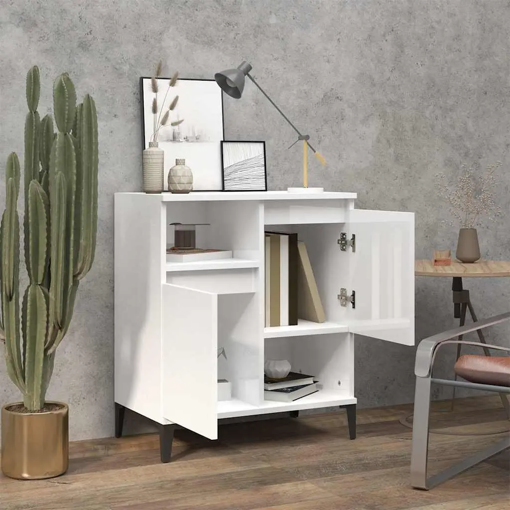 Sideboard 60x35x70 cm High Gloss White Storage Cabinet 4 Compartments