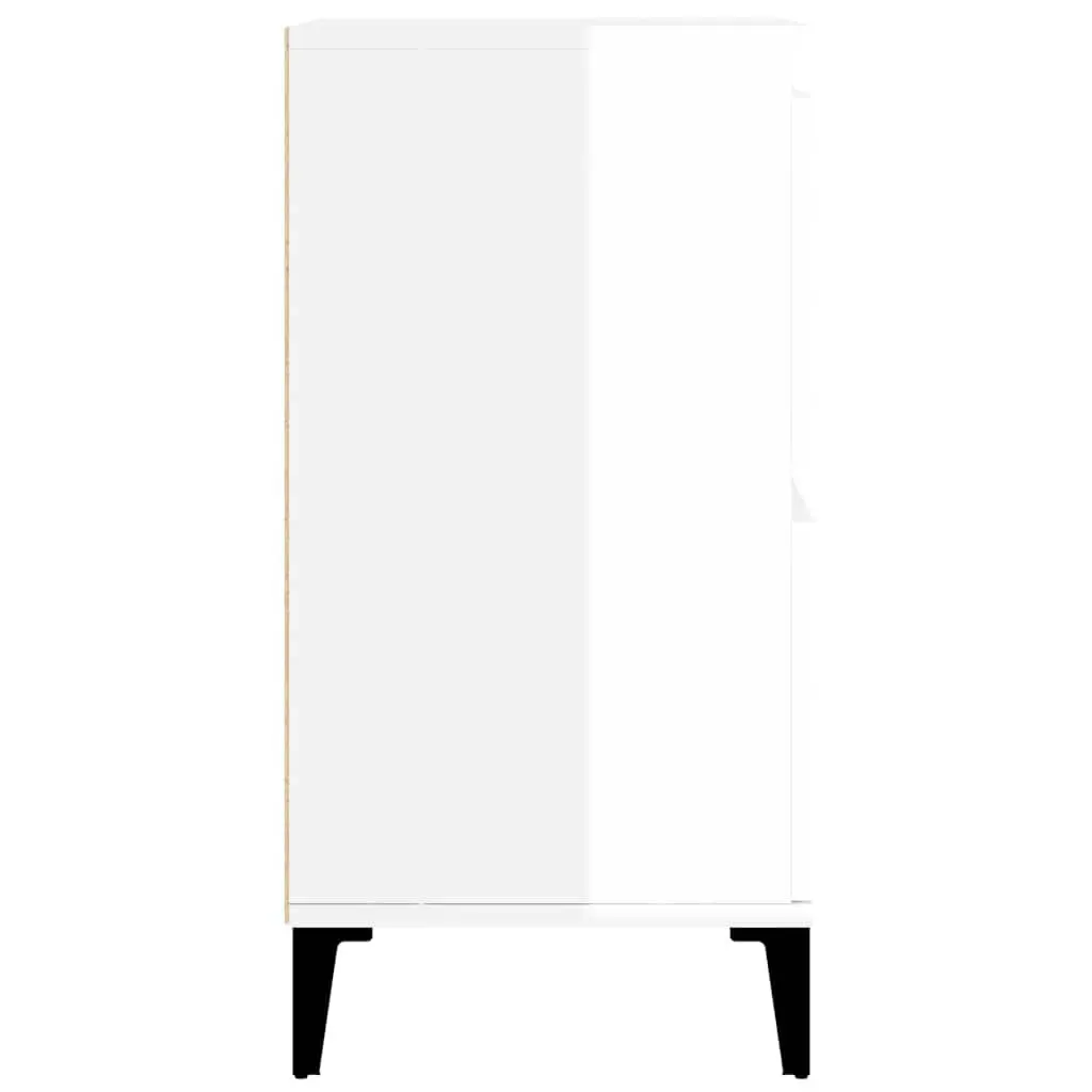 White High Gloss Sideboard Storage Cabinet Engineered Wood Buffet Furniture 60W x 35D x 70H cm
