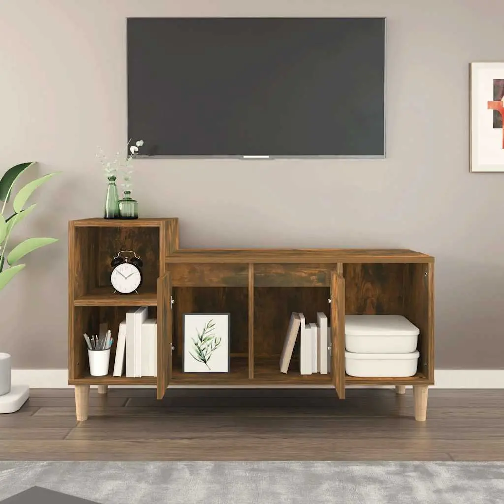 TV Cabinet 100x35x55cm Smoked Oak Engineered Wood Storage Unit