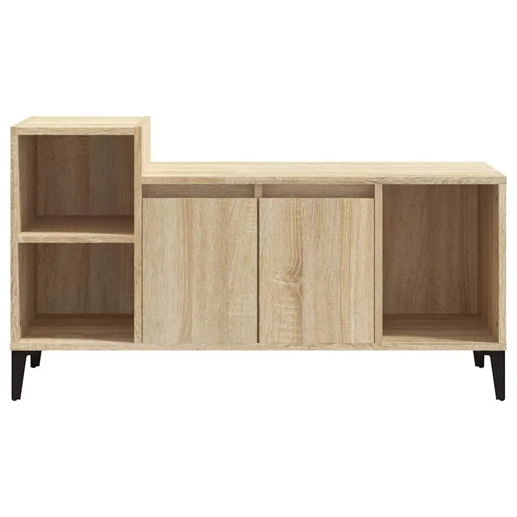 Engineered Wood Media Storage Cabinet Brown with Doors and Compartments 100x35x55cm