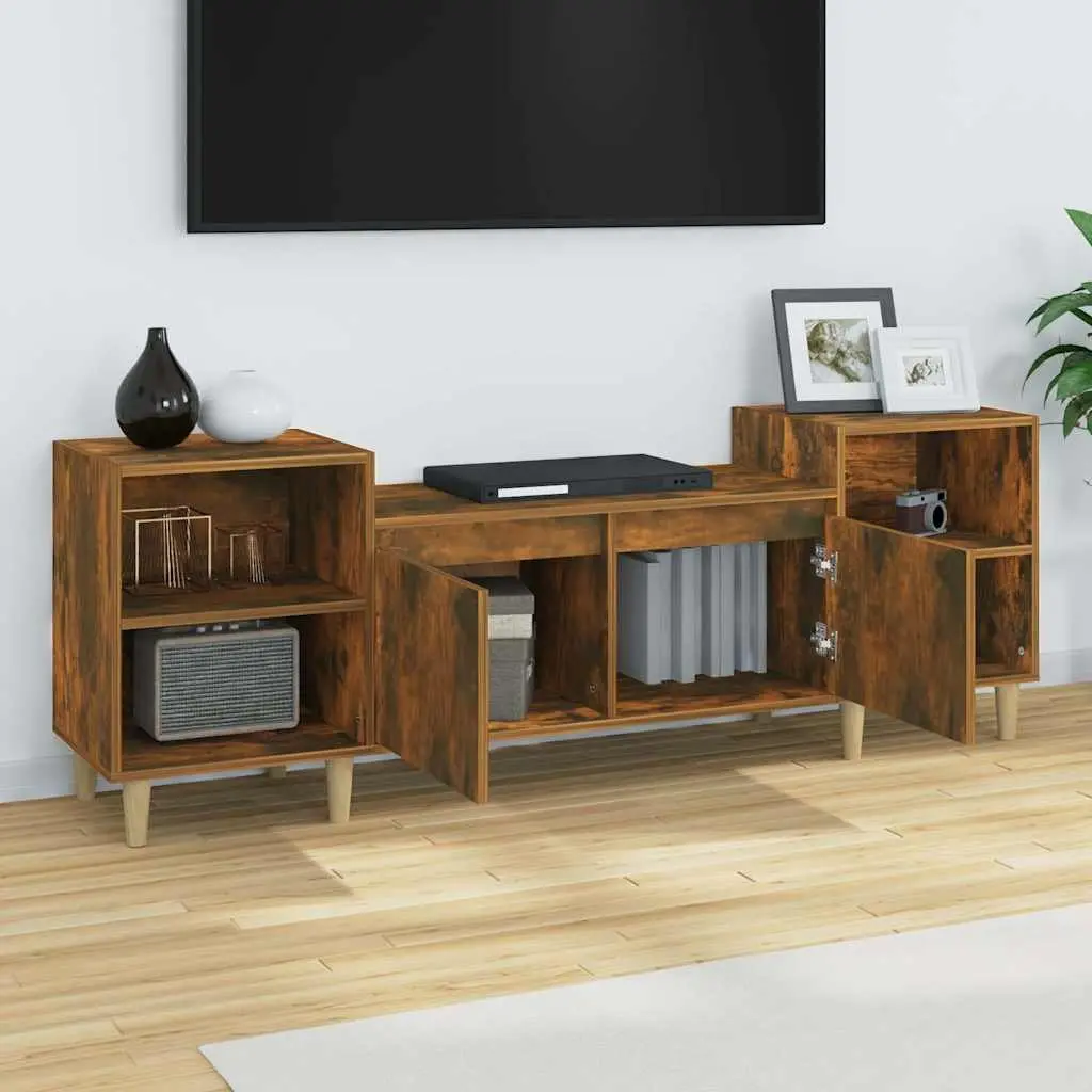 TV Cabinet 160x35x55cm Brown Engineered Wood 6 Storage Compartments
