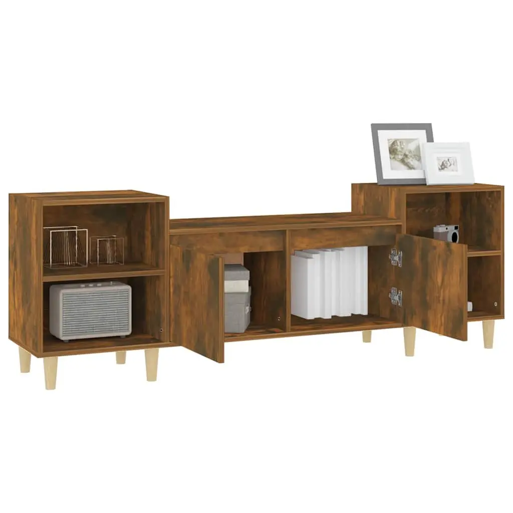 TV Cabinet 160x35x55cm Brown Engineered Wood 6 Storage Compartments