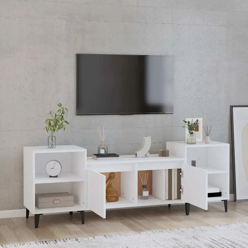 TV Cabinet White 160x35x55 cm Media Storage Unit with 6 Compartments