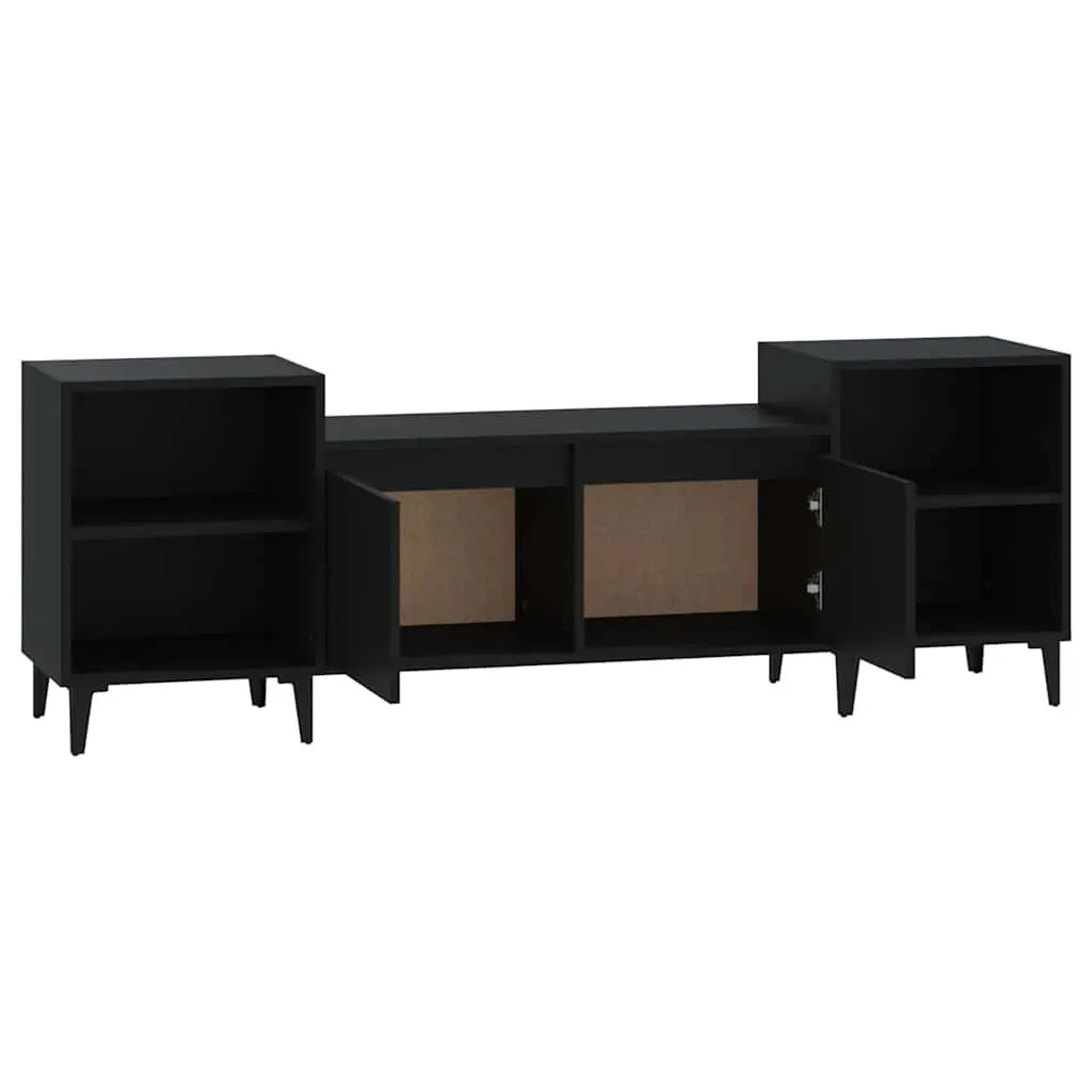 TV Cabinet Black 160x35x55cm Media Entertainment Unit 6 Compartments
