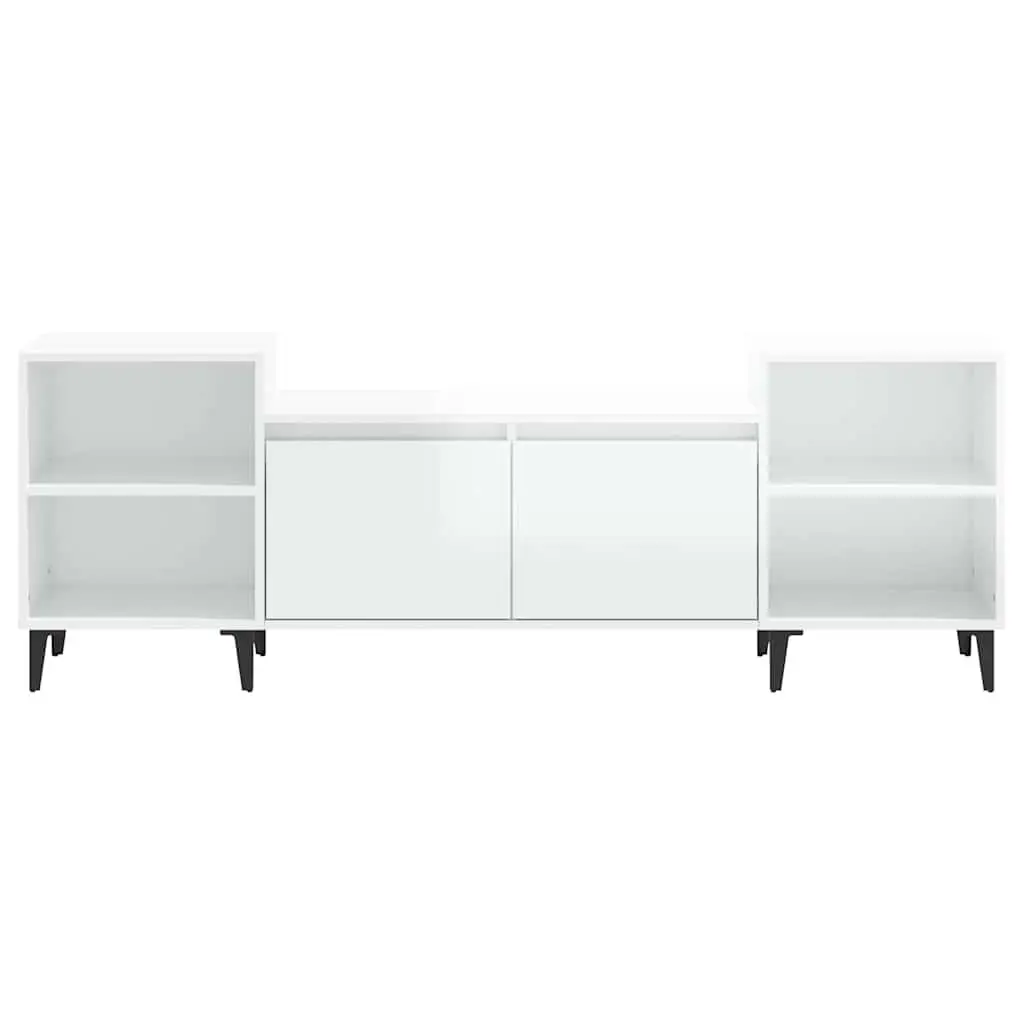 TV Cabinet 160x35x55 cm High Gloss White Engineered Wood Storage Unit