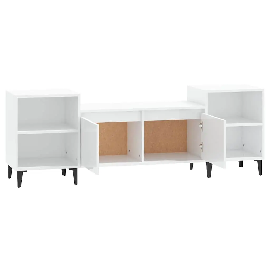 TV Cabinet 160x35x55 cm High Gloss White Engineered Wood Storage Unit