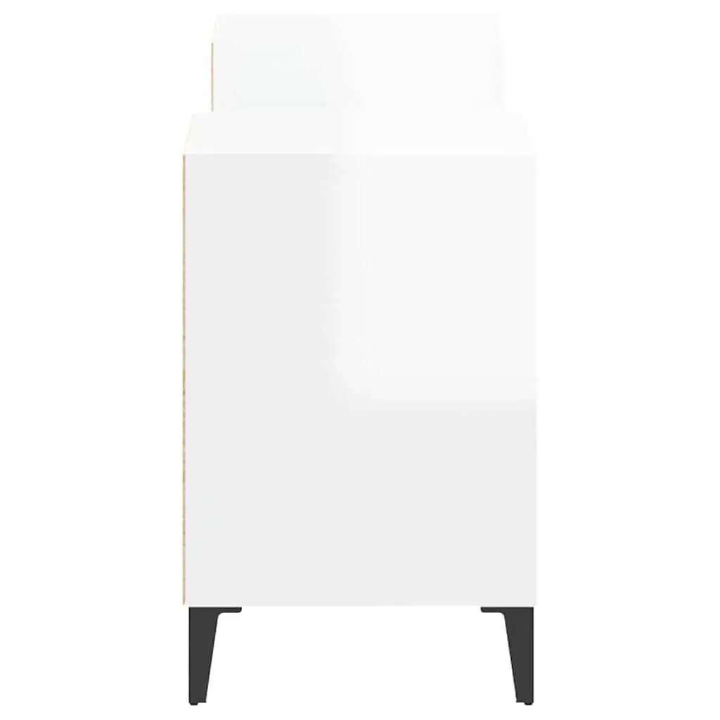 TV Cabinet 160x35x55 cm High Gloss White Engineered Wood Storage Unit