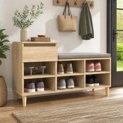 Shoe Cabinet Brown Storage Cupboard 6 Compartments 1 Drawer Engineered Wood