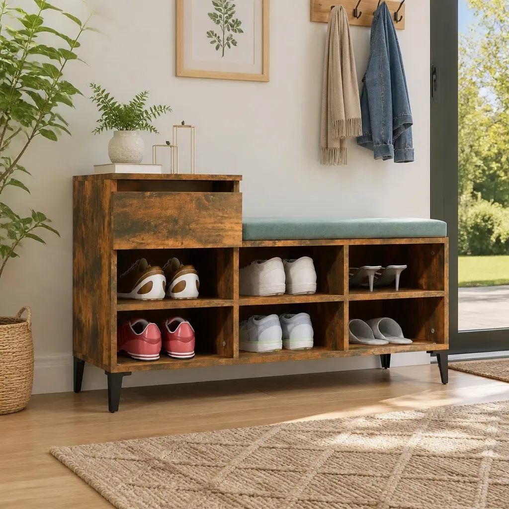 Shoe Cabinet Storage Organiser 6 Compartments Engineered Wood Brown