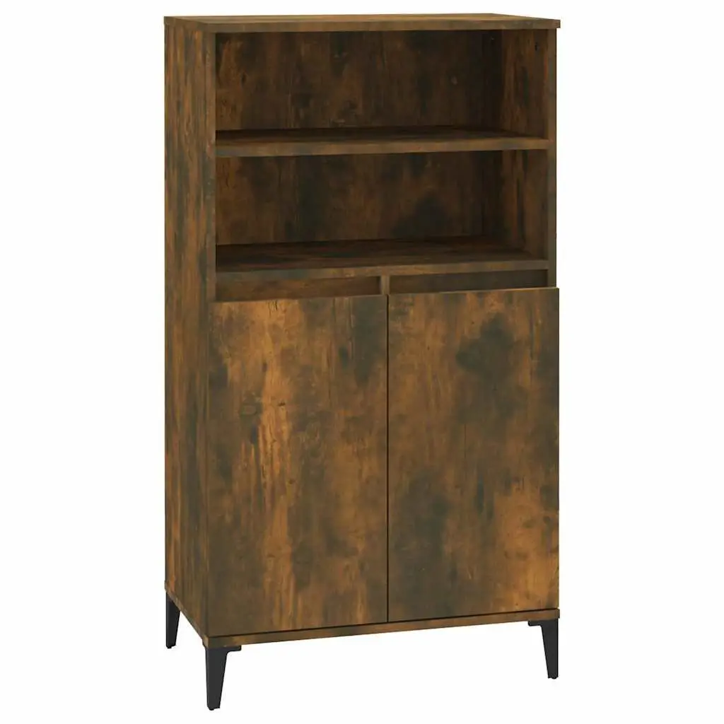 Storage Cabinet Highboard Engineered Wood Brown with Metal Feet 60x36x110cm