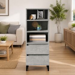 Highboard Storage Cabinet Grey 40x36x110cm Engineered Wood Sideboard with