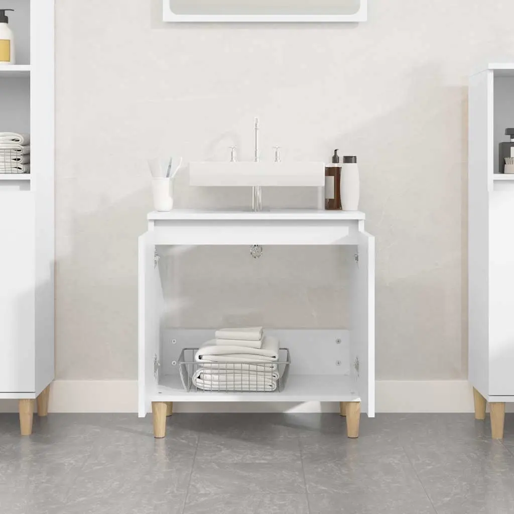 Bathroom Vanity Unit 58x33x60cm White Engineered Wood Storage Cabinet
