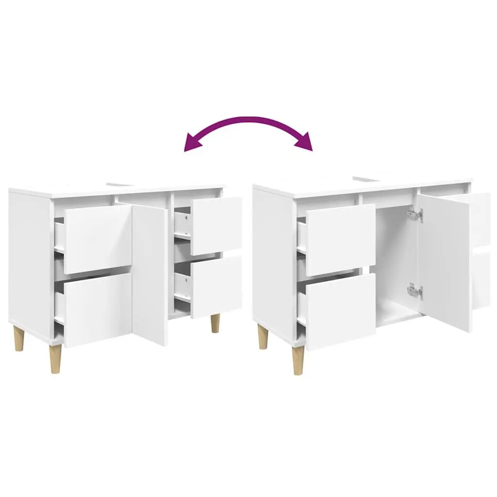 Bathroom Sink Cabinet 80x33x60 cm Engineered Wood Storage Unit with Drawers and Compartment