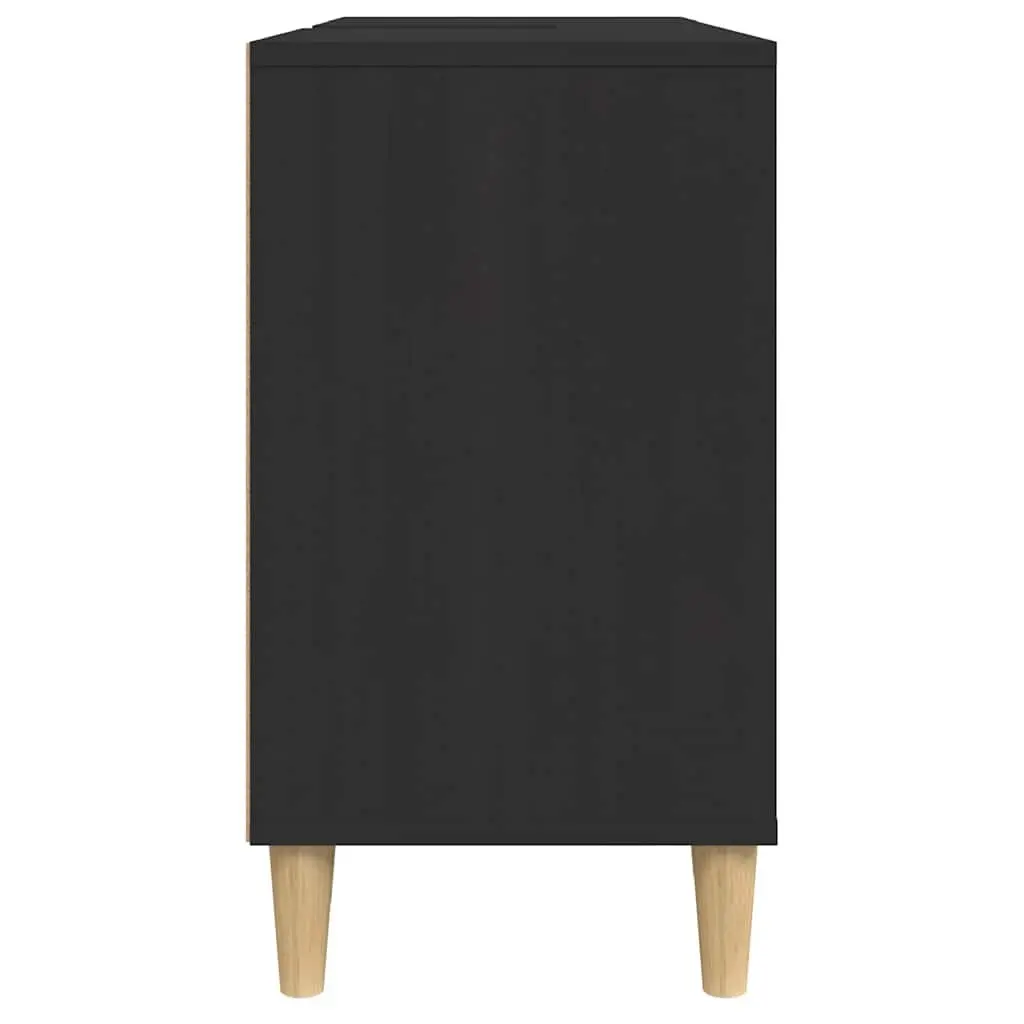 Sink Cabinet 80x33x60cm Black Engineered Wood Storage Unit