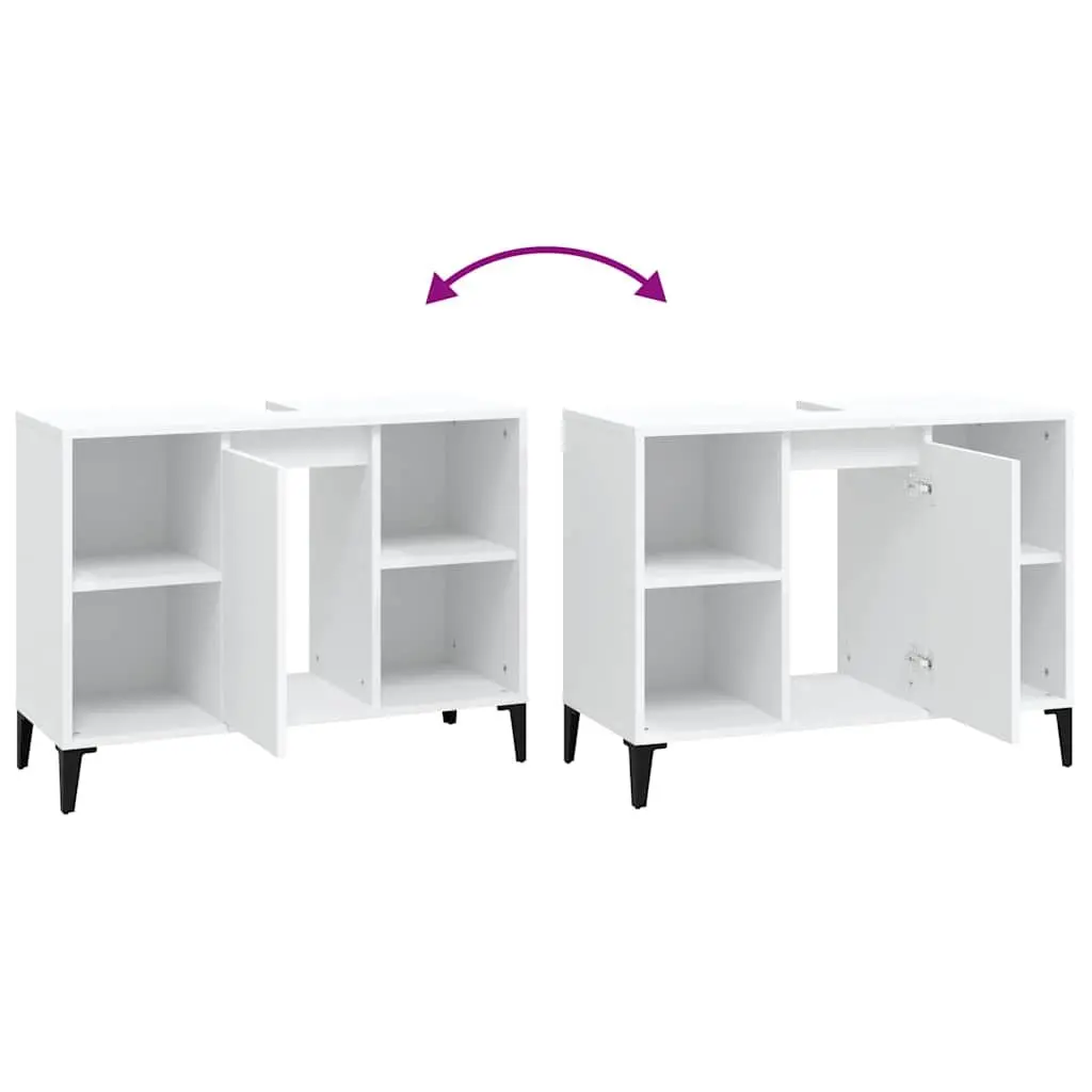 Bathroom Sink Cabinet 80x33x60cm White Engineered Wood Storage Unit